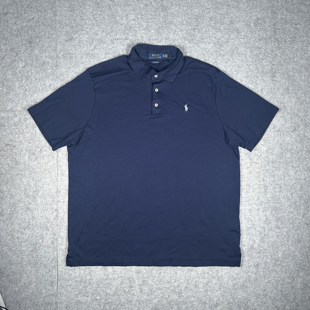 Polo Ralph Lauren Classic Fit Shirt Mens XL Navy Cotton Short Sleeve Preppy